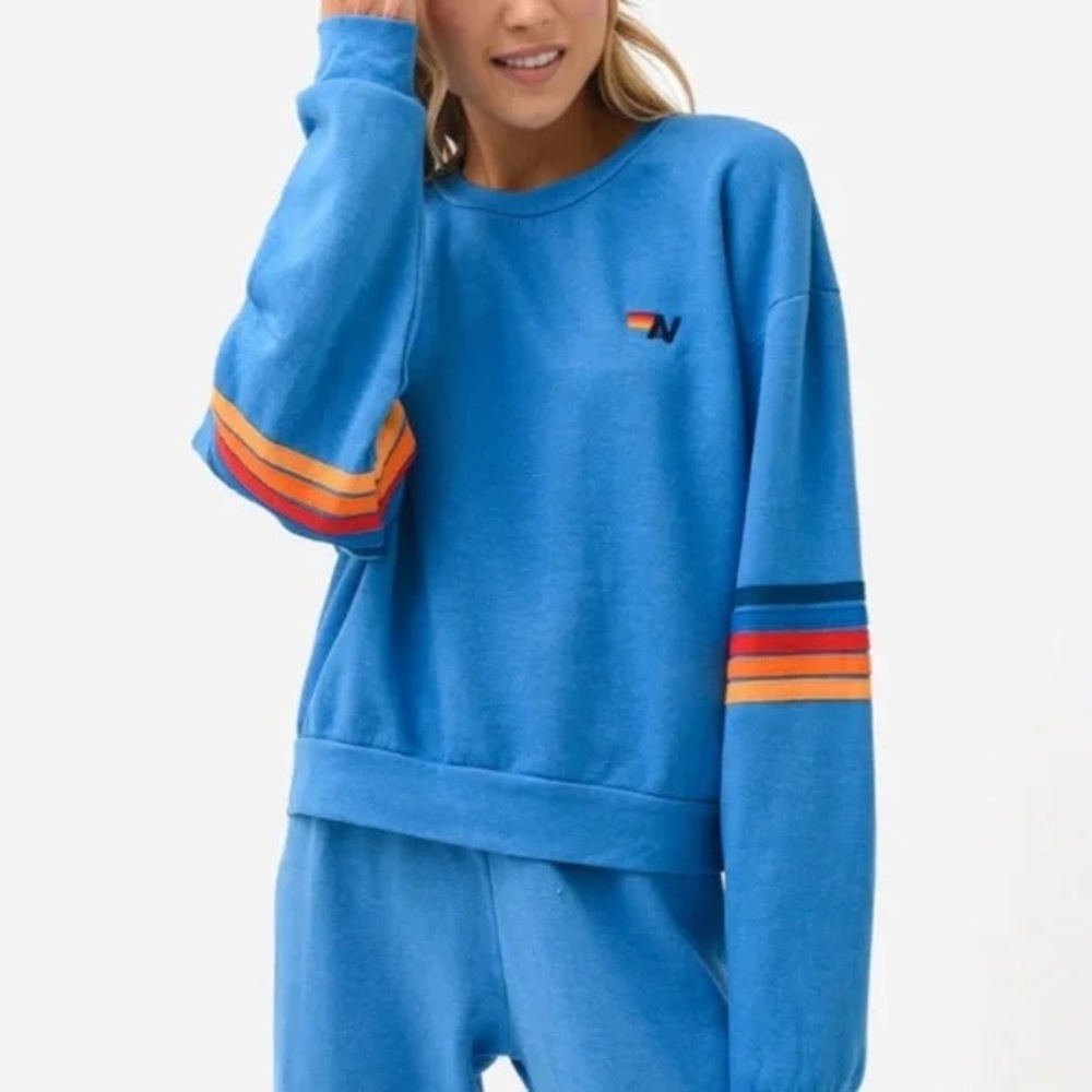 Colorful Striped Blue Sweatshirt